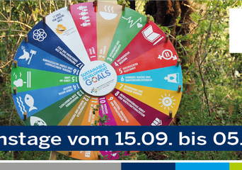 17 Nachhaltigkeitsziele auf Glücksrad mit BNE-Landesnetzwerk-Logo
